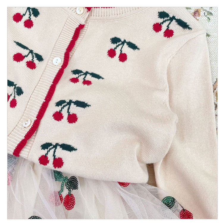 Cherry Embroidered Design Cute Cardigan, MyKids-USA®, Baby & Toddler Outerwear, MyKids-USA -  -  -  -  -  -  - 