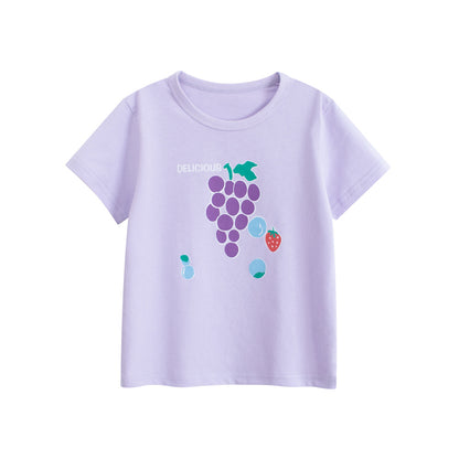 Summer Baby Kids Girls Letters and Fruits Cartoon Print Short Sleeves Crew Neck Top Shirt, MyKids-USA®, Shirts, MyKids-USA -  -  -  -  -  -  - 