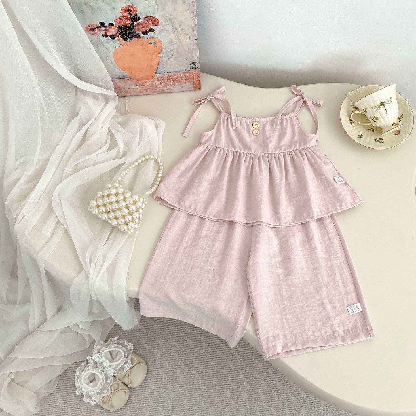 Summer Baby Kids Solid Color Sleeveless Top Vest with Pants Clothing Set for Girls, MyKids-USA®, Baby & Toddler Outfits, MyKids-USA - Size/Age - 73 (6-9M) - Color - Pink -  -  - TR2505152242-D