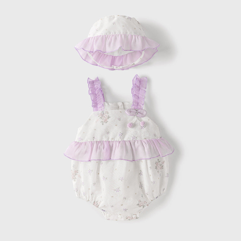 Summer Arrival Baby Girls Light Purple Floral Pattern Sleeveless Sweet Cute Onesies, MyKids-USA®, Baby One-Pieces, MyKids-USA - Size/Age - 66 (3-6M) - Color - Purple -  -  - TR2404211947-A