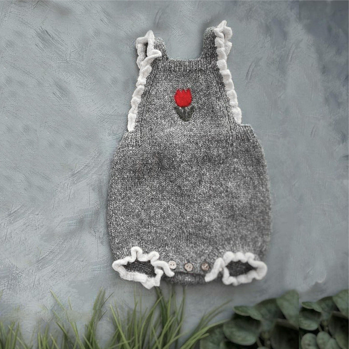 Autumn and Spring Arrival Baby Girls Knitted Sleeveless Flowers Pattern Bodysuit, MyKids-USA®, Bodysuits, MyKids-USA - Size/Age - 66 (3-6M) - Color - Grey -  -  - TR2601142251-B.
