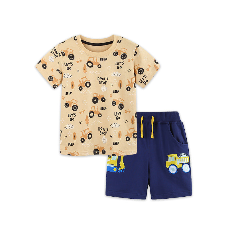 Arrival Summer Baby Kids Boys Short Sleeves Cartoon Letters Pattern T-shirt and Shorts Clothing Set, MyKids-USA®, Baby & Children's Outfits, MyKids-USA - Size/Age - 90 (12-24M) - Color - Brown -  -  - TR2605282311-A.