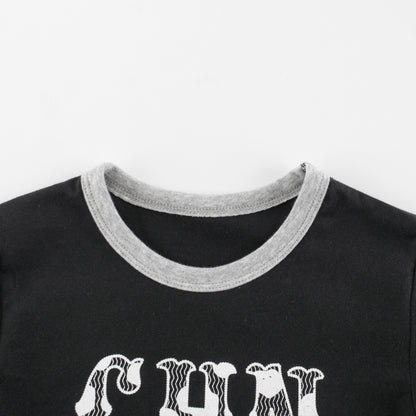 Autumn Baby Kids Boys Letters Print Long Sleeves Crew Neck Color Patchwork Top Shirt, MyKids-USA®, Baby & Toddler Tops, MyKids-USA -  -  -  -  -  -  - 