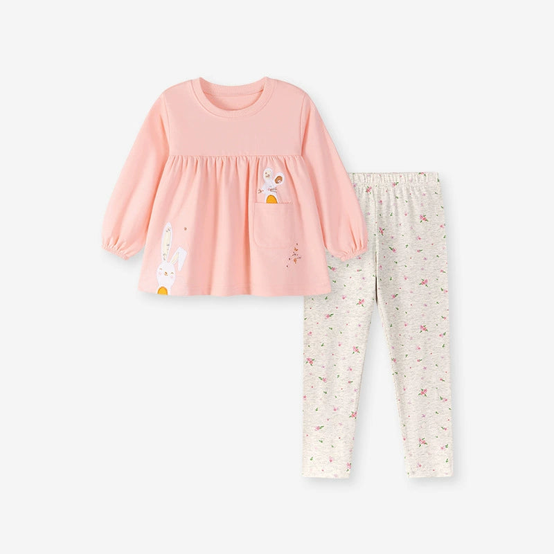 Spring and Autumn Girls Animals Cartoon Pattern Long Sleeves Top and Floral Pants Clothing Set, MyKids-USA®, Baby & Toddler Outfits, MyKids-USA - Size/Age - 90 (12-24M) - Color - Pink -  -  - TR2508152020-A