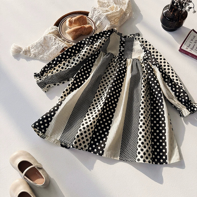 Arrival Autumn Girls Dots and Striped Pattern Long Sleeves Dress, MyKids-USA®, Baby & Toddler Dresses, MyKids-USA -  -  -  -  -  -  - 