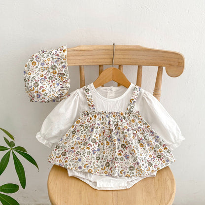 Autumn Patched Design Ditsy Flower Pattern Onesies & Dress
