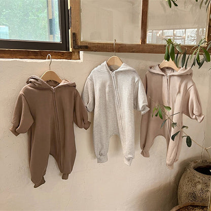 Arrival Winter and Autumn Baby Unisex Solid Color Long Sleeves Zip-up Hooded Rompers, MyKids-USA®, Bodysuits, MyKids-USA -  -  -  -  -  -  - .