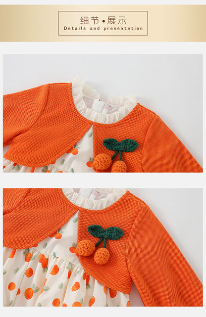 Baby Orange Print Pattern Fashion Triangle Onesies & Dress