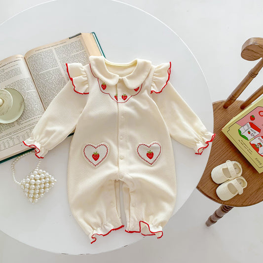 Adorable Embroidered Design Soft Cotton Rompers