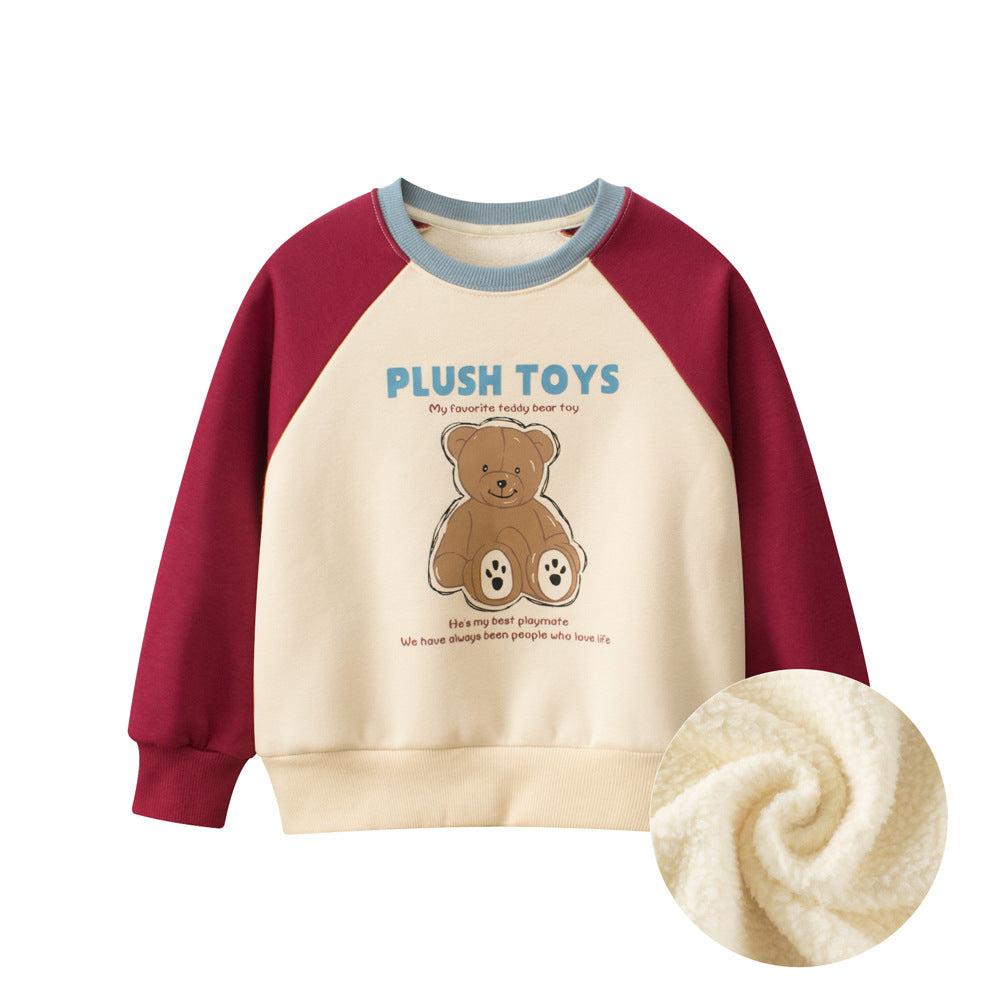 Spring Arrival Kids Girls Cartoon Print Crew Neck Long Sleeves Color Patchwork Top Sweatshirt, MyKids-USA®, Baby & Toddler Outerwear, MyKids-USA - Size/Age - 90 (12-24M) - Color - Beige -  -  - TR2412232142-A