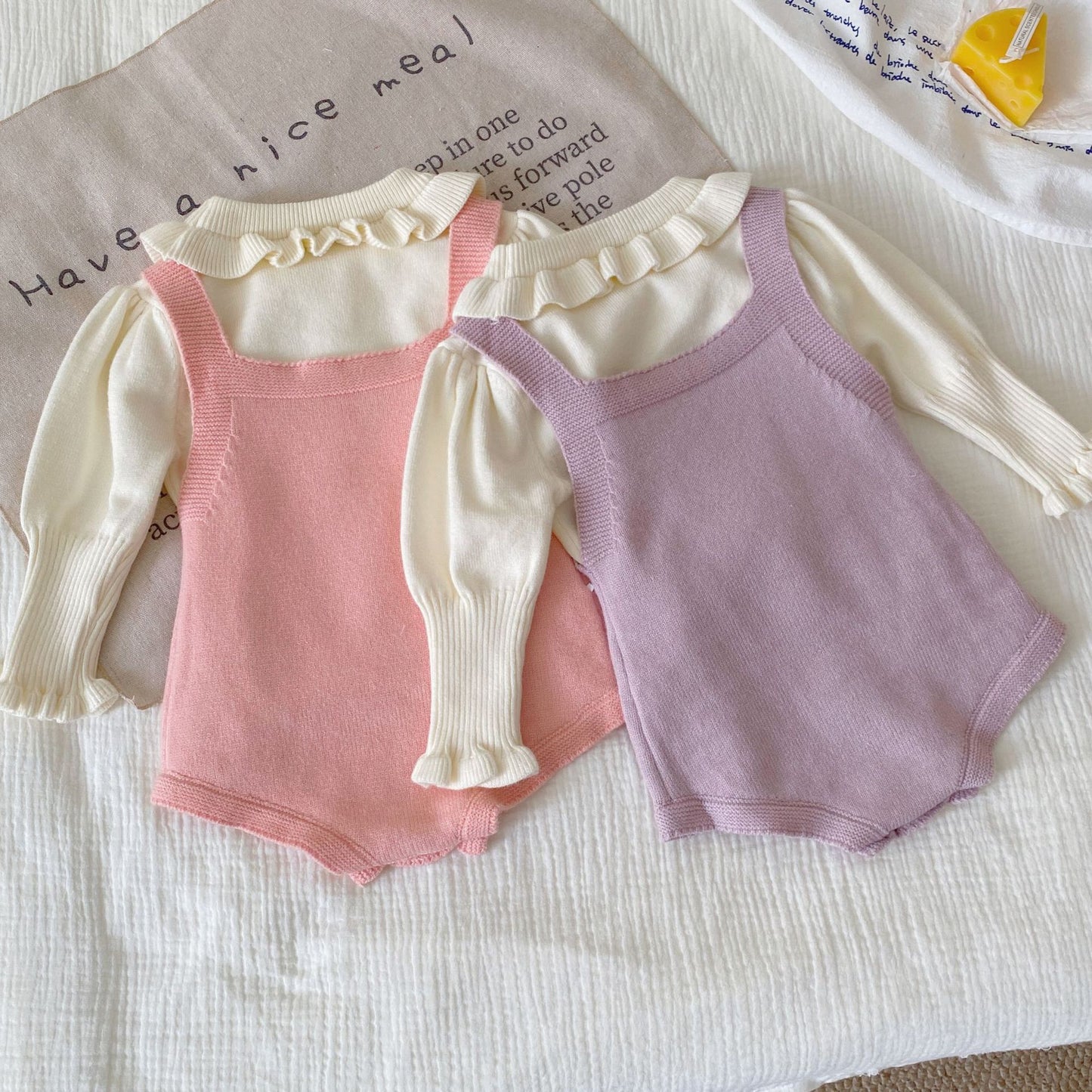 Winter and Autumn Baby Kids Girls Long Sleeves Plain Knitted Sweater and Cartoon Sleeveless Onesies Clothing Set, MyKids-USA®, Baby & Toddler Outfits, MyKids-USA -  -  -  -  -  -  - 