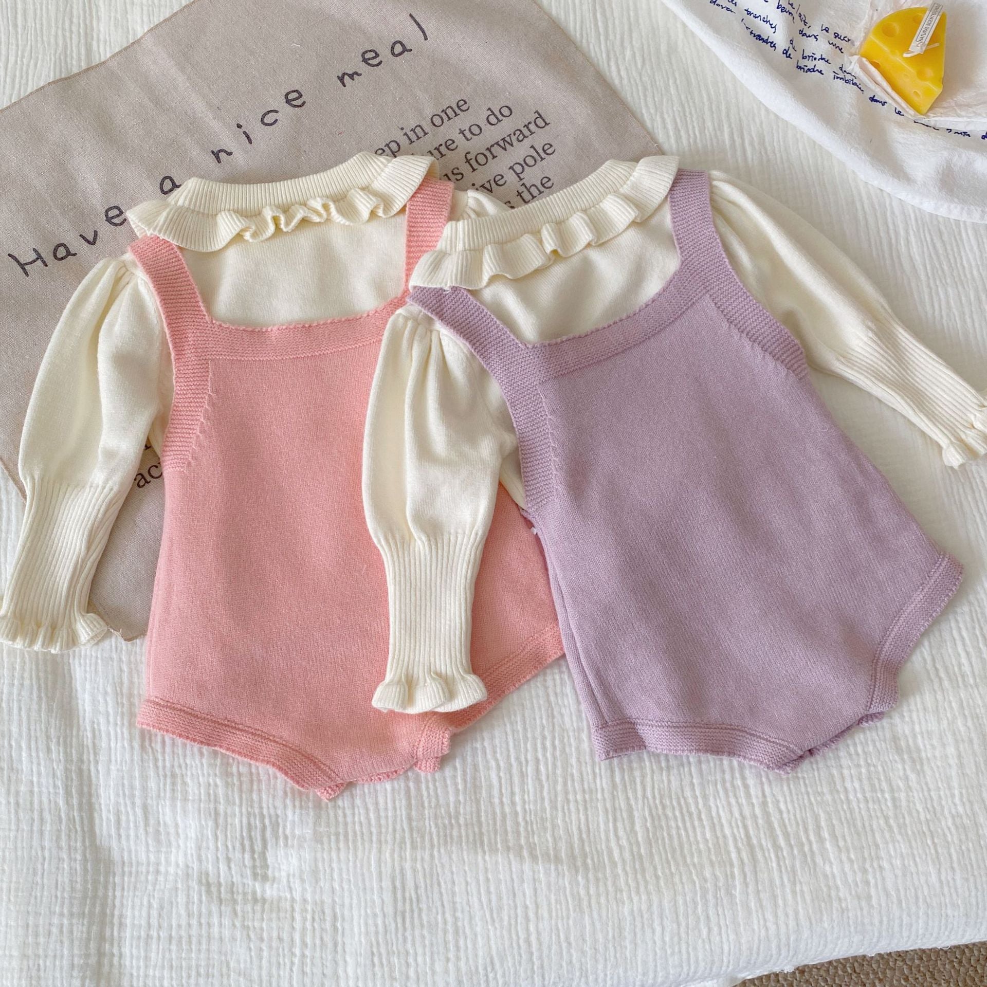 Winter and Autumn Baby Kids Girls Long Sleeves Plain Knitted Sweater and Cartoon Sleeveless Onesies Clothing Set, MyKids-USA®, Baby & Toddler Outfits, MyKids-USA -  -  -  -  -  -  - 