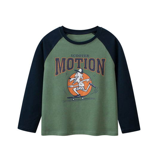 Baby Kids Unisex Skater Dog Cartoon Letters Printing Crew Neck Long Sleeves Pullover