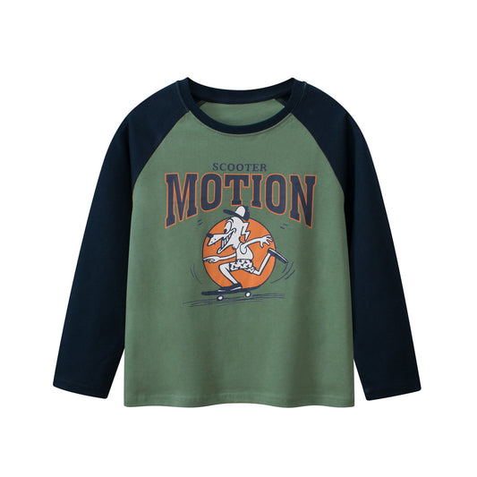 Baby Kids Unisex Skater Dog Cartoon Letters Printing Crew Neck Long Sleeves Pullover, MyKids-USA®, Baby & Toddler Outerwear, MyKids-USA - Size/Age - 130 (7-8Y) - Color - Green -  -  - TR2401082003-A