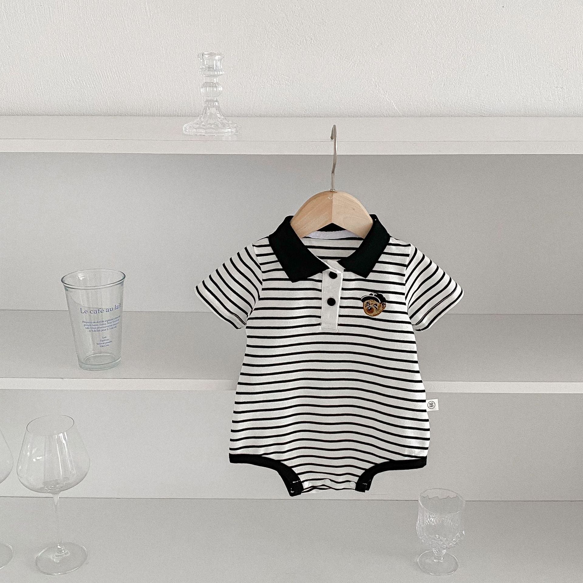 Summer Arrival Baby Unisex Casual Striped/Color Patchwork Short Sleeves Onesies, MyKids-USA®, Baby One-Pieces, MyKids-USA - Size/Age - 66 (3-6M) - Color - Black -  -  - TR2505252310-A
