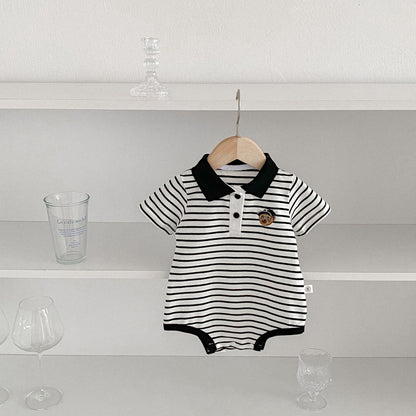 Summer Arrival Baby Unisex Casual Striped/Color Patchwork Short Sleeves Onesies, MyKids-USA®, Baby One-Pieces, MyKids-USA - Size/Age - 66 (3-6M) - Color - Black -  -  - TR2505252310-A