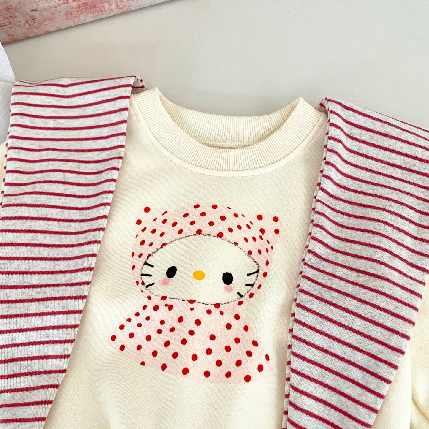 MyKids-USA® Autumn and Spring Baby Kids Girls Long Sleeves Cute Cartoon Pattern Pullover and Striped Pants Clothing Set
