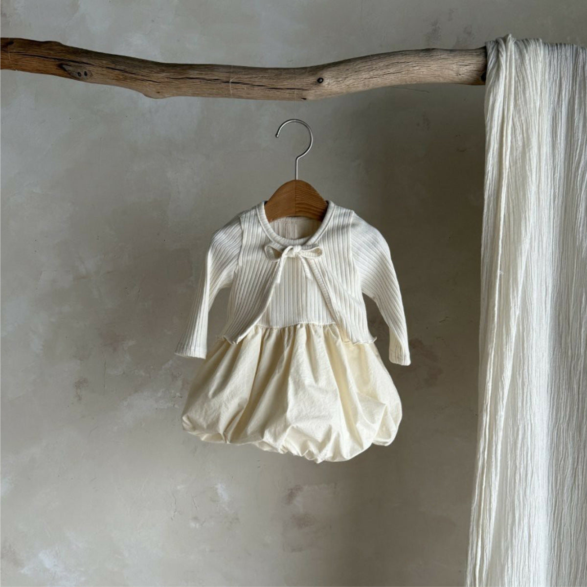 Autumn and Spring Baby Kids Girls Long Sleeves Solid Color Coat and Sleeveless Dress Clothing Set, MyKids-USA®, Baby & Toddler Outfits, MyKids-USA - Size/Age - 73 (6-9M) - Color - Beige -  -  - TR2601271439-A.