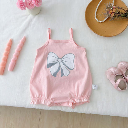 Summer Arrival Baby Girls Cute Butterfly-bow Pattern Sleeveless Onesies, MyKids-USA®, Baby One-Pieces, MyKids-USA - Size/Age - 66 (3-6M) - Color - Pink -  -  - TR2505252317-A