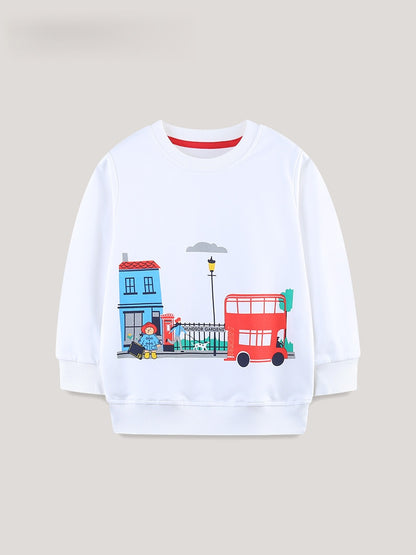 Autumn and Spring Arrival Cartoon Pattern Long Sleeves Pullover for Stylish Girls