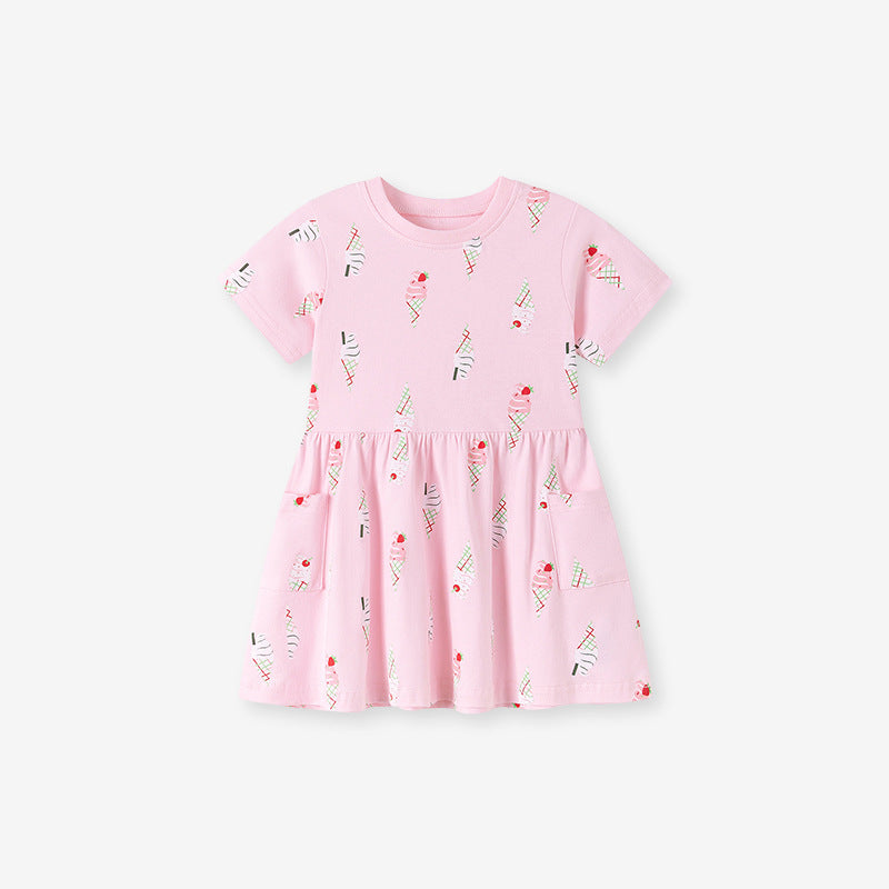 Summer Arrival Ice-Cream Cartoon Pattern Short Sleeves Dress for Stylish Girls, MyKids-USA®, Baby & Toddler Dresses, MyKids-USA -  -  -  -  -  -  - .