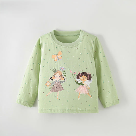 MyKids-USA® Spring and Autumn Baby Kids Girls Cartoon Pattern Long Sleeves Top