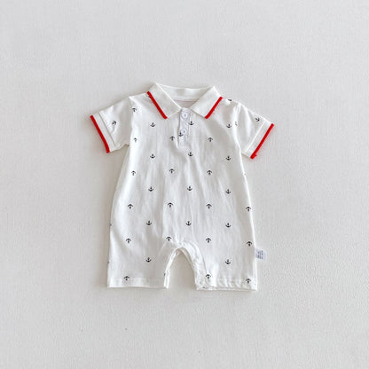 Summer Arrival Baby Boys Short Sleeves Polo Design Rompers Bodysuits, MyKids-USA®, Baby & Children's One-Pieces, MyKids-USA - Size/Age - 66 (3-6M) - Color - Beige -  -  - TR2604242306-A.