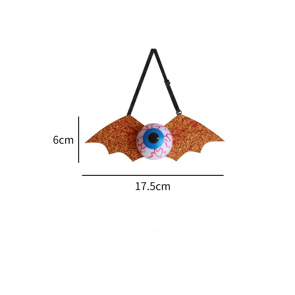 Halloween Glow-in-the-Dark Eyeball and Bat-Themed Tie – Kids Costume Accessory, MyKids-USA®, Costume Accessories, MyKids-USA - Size/Age - Average Size (0-12Y） - Color - Orange -  -  - TR2508252236-D.