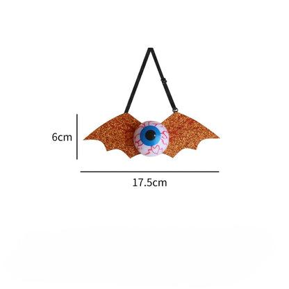 Halloween Glow-in-the-Dark Eyeball and Bat-Themed Tie – Kids Costume Accessory, MyKids-USA®, Costume Accessories, MyKids-USA - Size/Age - Average Size (0-12Y） - Color - Orange -  -  - TR2508252236-D.