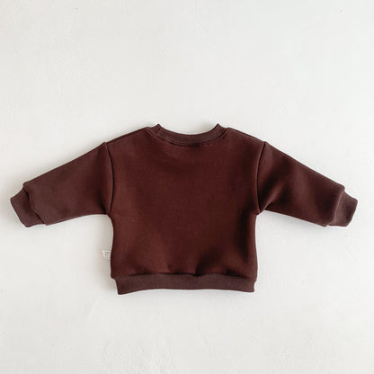 Autumn and Winter Arrival Baby Kids Unisex Long Sleeves Teddy Bear Pattern Fleece-lined Pullover, MyKids-USA®, Sweatshirts, MyKids-USA -  -  -  -  -  -  - 