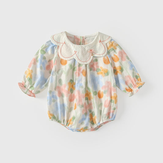 Arrival Spring Baby Girls Flowers Pattern Long Sleeves Embroidered Collar Bodysuit, MyKids-USA®, Bodysuits, MyKids-USA - Size/Age - 66 (3-6M) - Color - Colorful -  -  - TR2602242358-A.