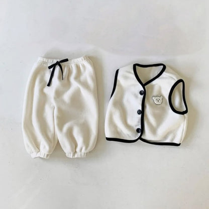 Winter and Spring Baby Kids Unisex Long Sleeves Casual Teddy Pattern Vest and Pants Clothing Set, MyKids-USA®, Baby & Toddler Outfits, MyKids-USA - Size/Age - 73 (6-9M) - Color - Beige -  -  - TR2601232231-B.