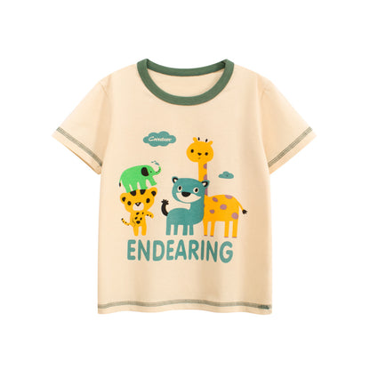 Summer Boys’ Animals Cartoon and Letters Pattern T-shirt in European and American Style, MyKids-USA®, Baby & Toddler Tops, MyKids-USA - Size/Age - 90 (12-24M) - Color - Apricot -  -  - TR2505231735-A