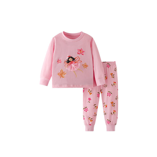 Spring and Autumn Girls Flowers and Cartoon Pattern Long Sleeves Top and Pants Clothing Set, MyKids-USA®, Baby & Toddler Outfits, MyKids-USA - Size/Age - 100 (2-3Y) - Color - Pink -  -  - TR2602011130-A.