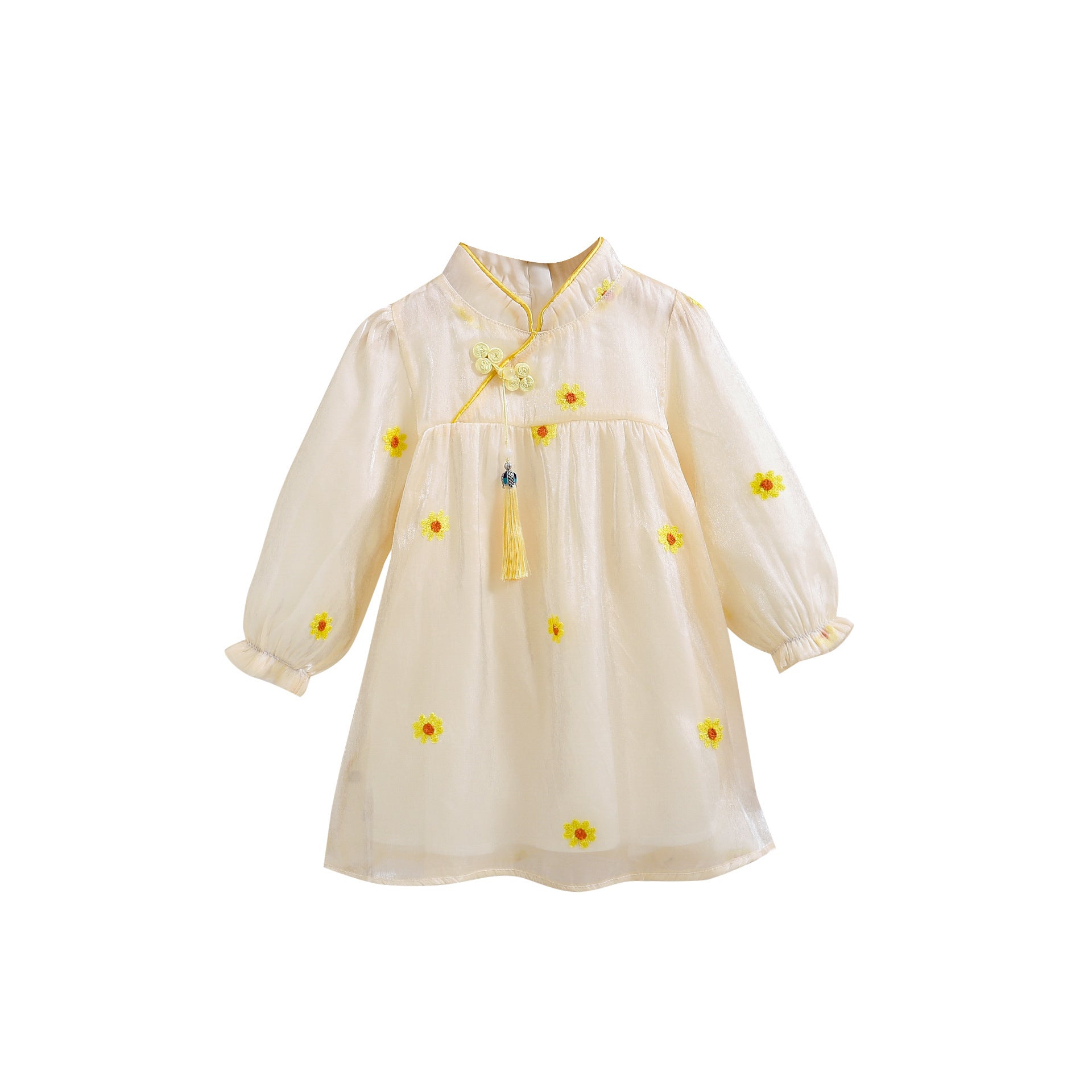 Arrival Autumn Girls Daisy Flowers Pattern Stand Collar Long Sleeves T –  MyKids-USA®
