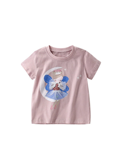 Summer Girls’ Fairy Cartoon Pattern Printed T-shirt in European and American Style, MyKids-USA®, Baby & Toddler Tops, MyKids-USA -  -  -  -  -  -  - 