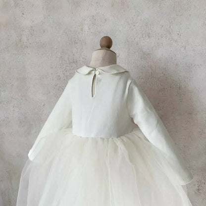 Baby Solid White Mesh Princess Formal Dress
