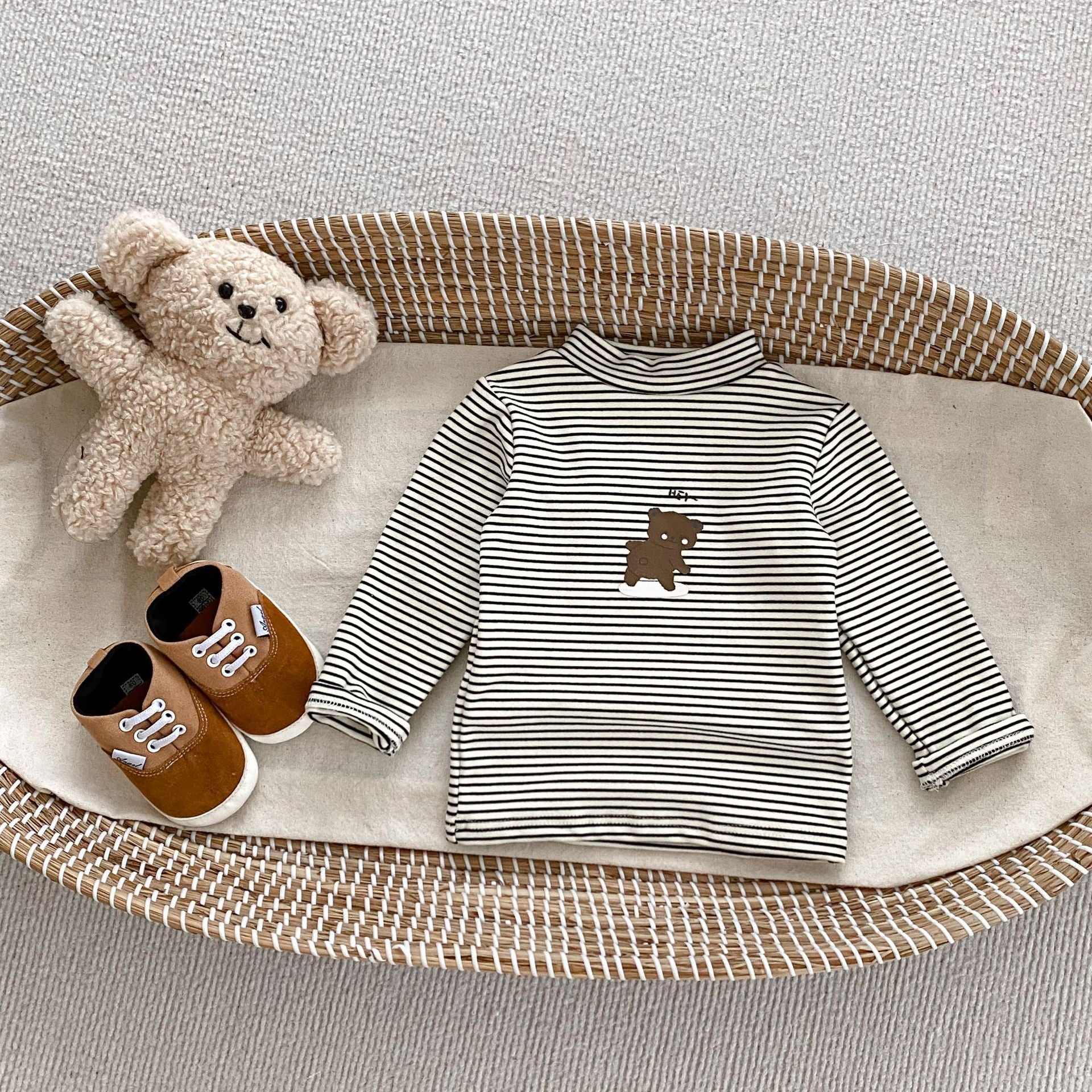 Arrival Autumn Baby Unisex Long Sleeves Striped Teddy Top Shirt and Denim Jeans – Matching Set, MyKids-USA®, Baby & Toddler Outfits, MyKids-USA -  -  -  -  -  -  - 