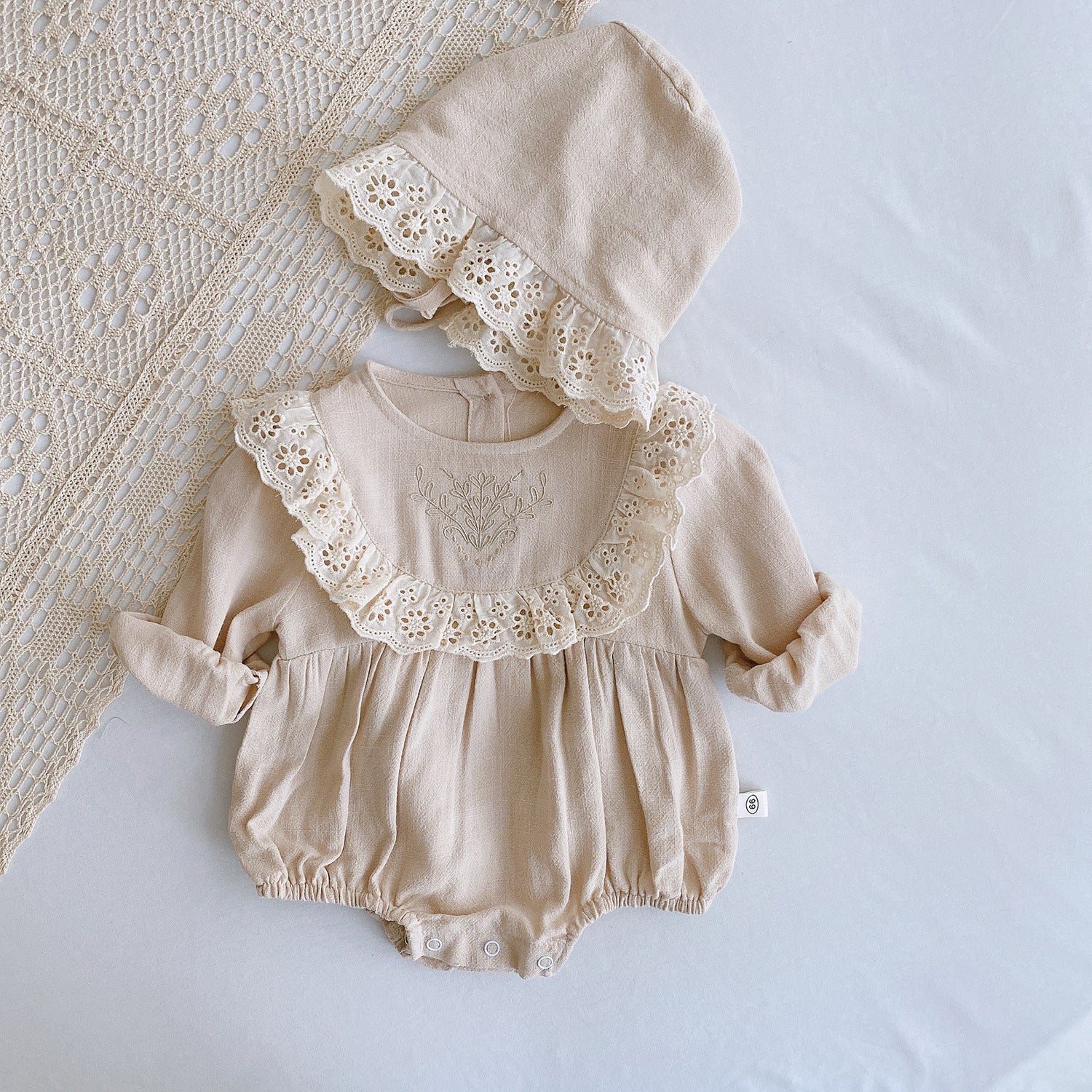 Spring Arrival Baby Girls Long Sleeves Flowers Pattern Bodysuit, MyKids-USA®, Bodysuits, MyKids-USA - Size/Age - 66 (3-6M) - Color - Apricot -  -  - TR2603062357-A.