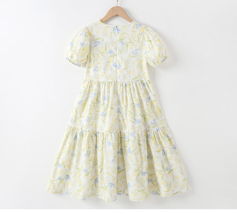 Summer Arrival Short Sleeves Floral Design Dress for Stylish Girls