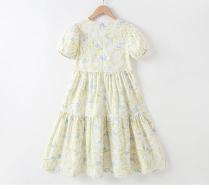 Summer Arrival Short Sleeves Floral Design Dress for Stylish Girls