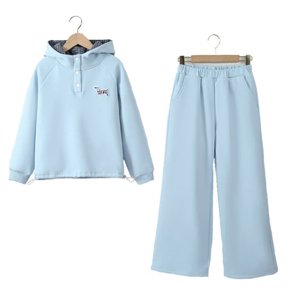 Arrival Autumn Kids Girls Long Sleeves Puppy Pattern Hoodie and Blue Pants Clothing Set