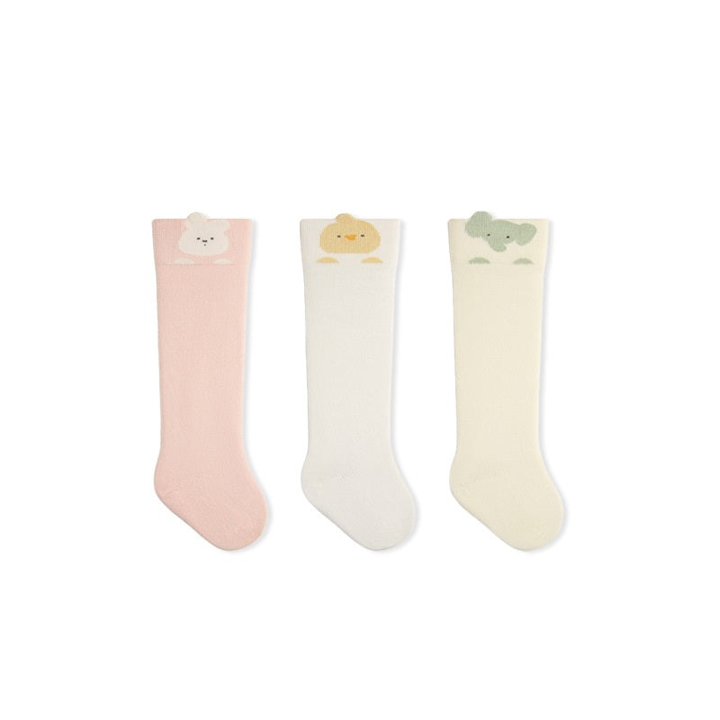 Autumn and Spring Baby Unisex Breathable Simple Cartoon Pattern Cute Stockings 3-Pair Set, MyKids-USA®, Baby & Toddler Socks & Tights, MyKids-USA - Size/Age - XS (0-6M) - Color - Pink -  -  - TR2602021158-D.