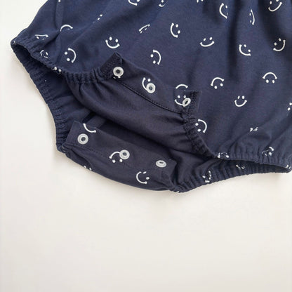 Summer Baby Kids Unisex Solid Color Short Sleeves T-shirt and Smiling Face Pattern Onesies Overalls Clothing Set, MyKids-USA®, Baby & Toddler Outfits, MyKids-USA -  -  -  -  -  -  - 