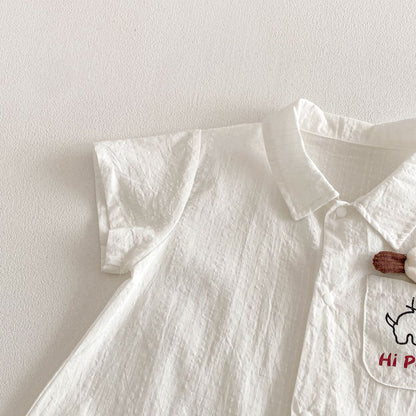 Summer Arrival Baby Boys Short Sleeves Single Breasted Letters and Cartoon Pattern Rompers, MyKids-USA®, Baby One-Pieces, MyKids-USA -  -  -  -  -  -  - .