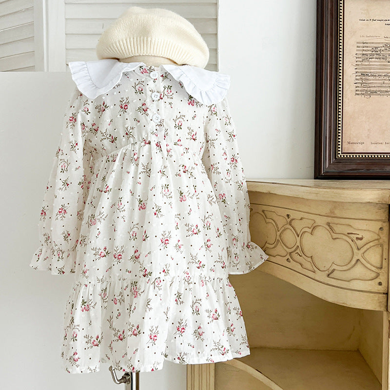 Spring Baby Girls French-style Floral Long-sleeved Onesies and Dress – Princess Sister Matching Set, MyKids-USA®, Baby & Toddler Outfits, MyKids-USA -  -  -  -  -  -  - 