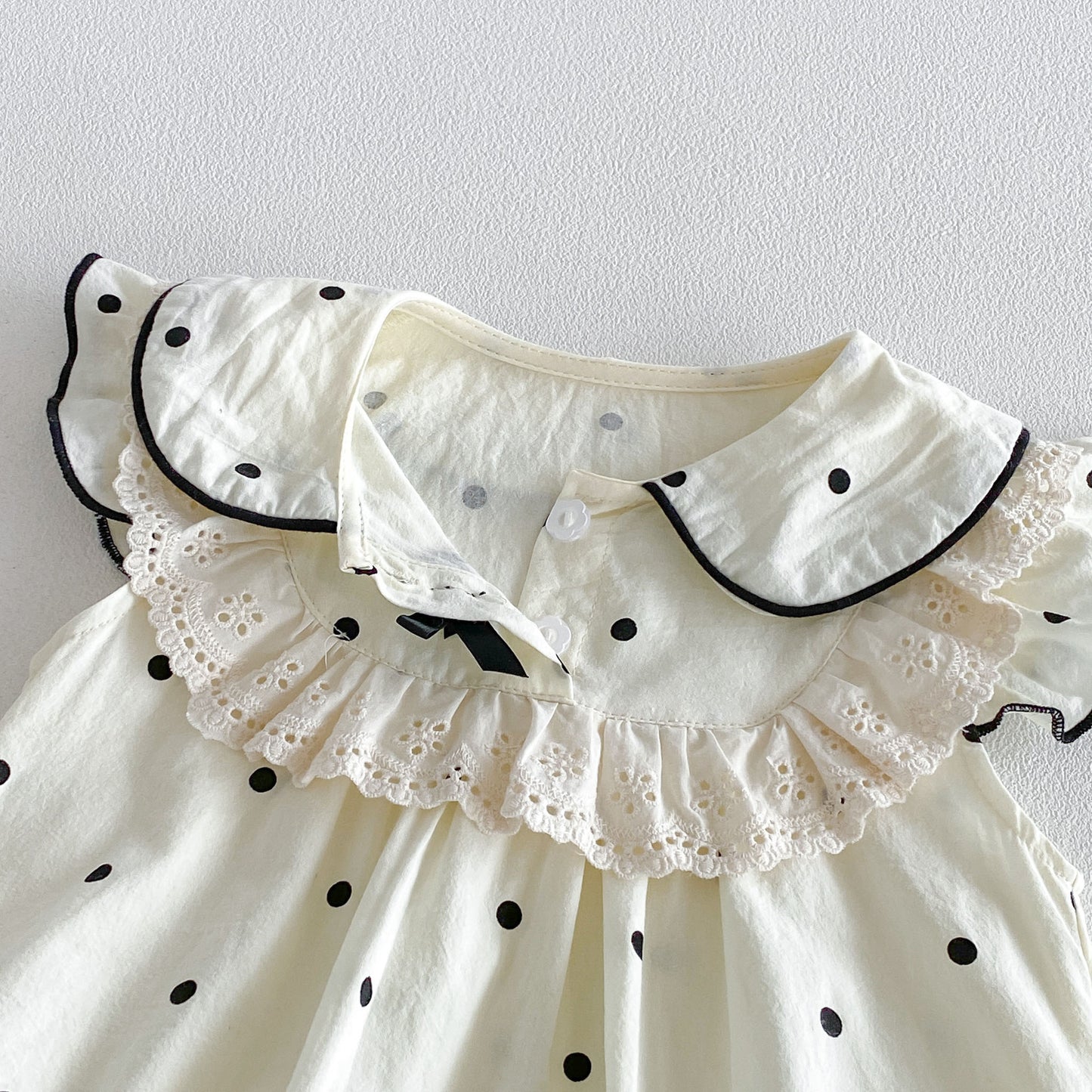 Design Summer Baby Kids Girls Fly Sleeves Dots Pattern Bodysuit