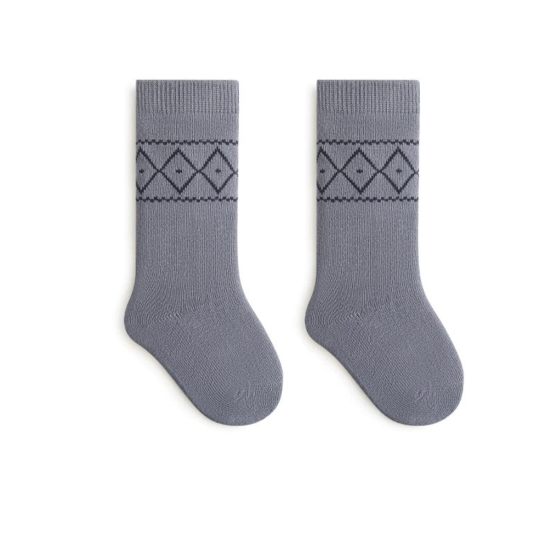 Autumn and Winter Baby Unisex Breathable Simple Argyle Pattern Warm Socks