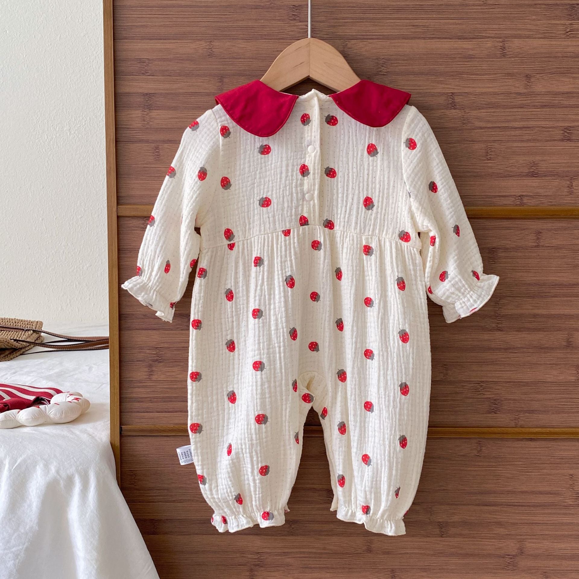 Autumn Arrival Baby Girls Long Sleeves Strawberry Pattern Cute Rompers, MyKids-USA®, Baby One-Pieces, MyKids-USA -  -  -  -  -  -  - 
