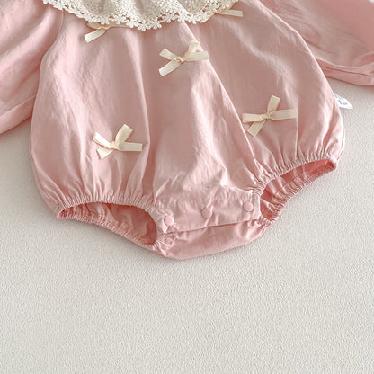 Spring and Autumn Arrival Baby Girls Long Sleeves Cute Floral Collar Pink Bodysuit, MyKids-USA®, Baby One-Pieces, MyKids-USA -  -  -  -  -  -  - .